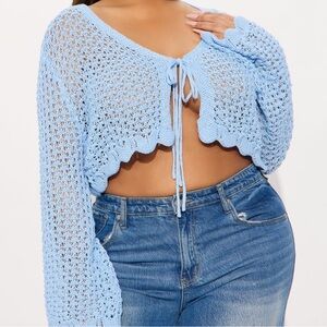 Sasha Crochet Cardigan - Light Blue